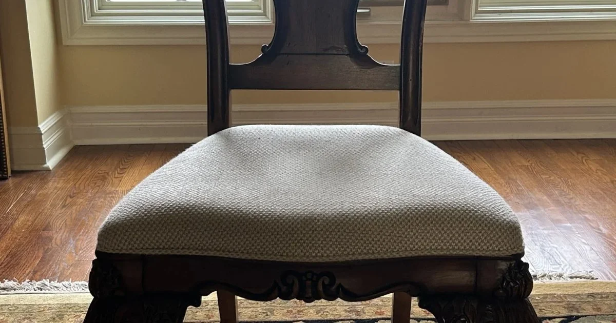 Ornate Carved Wood Dining Chair w/ Upholstered Seat