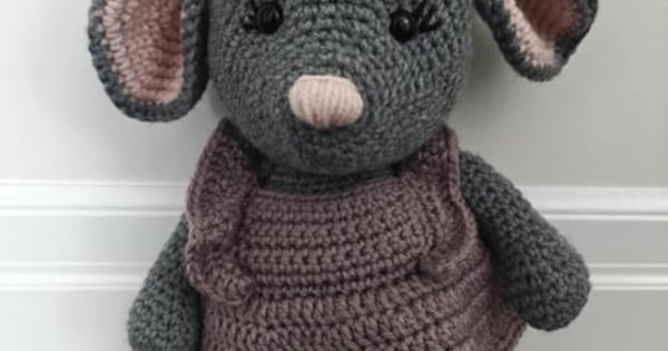 Handmade Crochet Mouse Stuffed Animal Toy - Gray Mouse