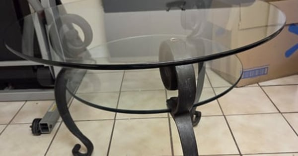 Round Glass Top Coffee Table with Metal Base