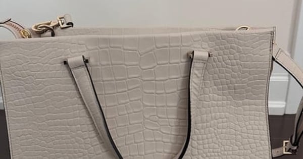 Kate Spade Cream Croc Embossed Tote Bag