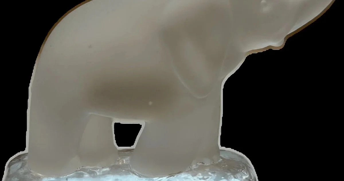 Frosted Crystal Glass Elephant Figurine on Base