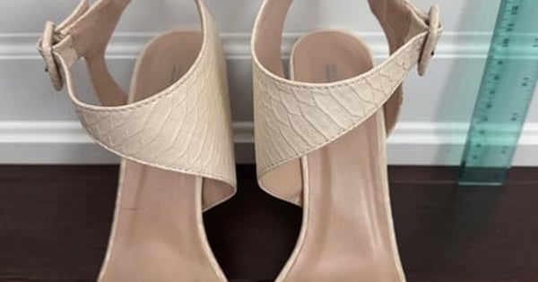 Call It Spring Cream Textured Ankle Strap Heeled Sandals