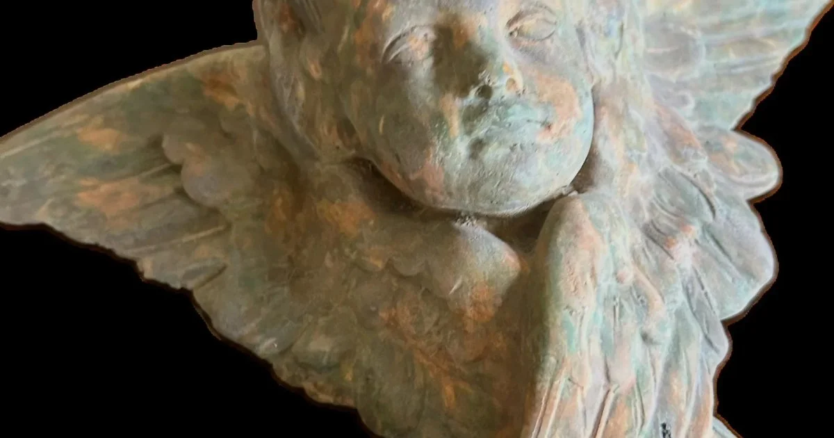 Cherub Angel Wall Sculpture w/ Patina Finish Decor