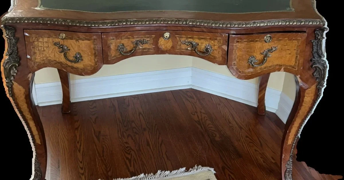 Louis XV Style Marquetry Bureau Plat Writing Desk