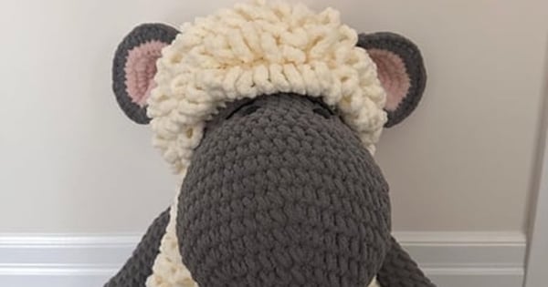 Handmade Chunky Knit Sheep Plush Toy - Gray & Cream