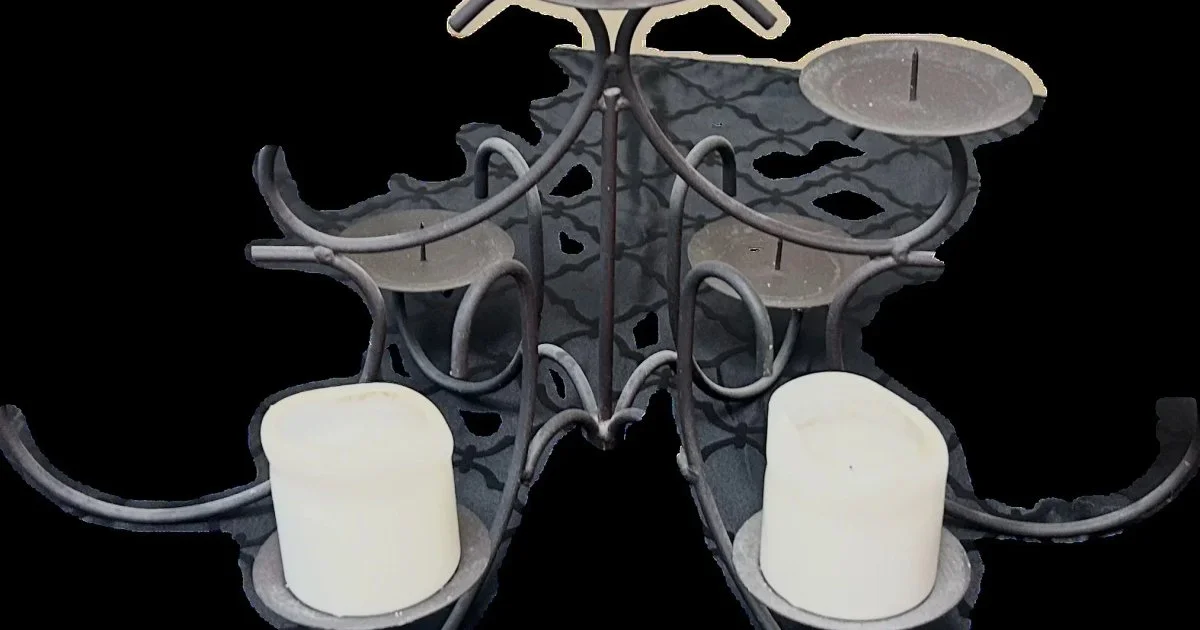 Wrought Iron Multi-Tier Pillar Candle Holder Centerpiece